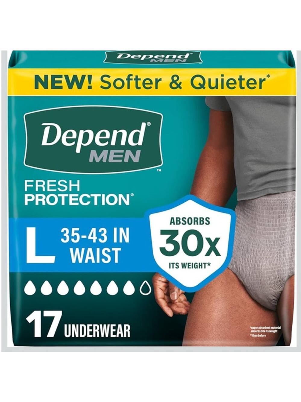 Depend Fresh Protection AdultDiapers, Incontinence Underwear for Men, Large 17Ct